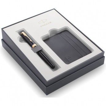 Набор PARKER SONNET GIFT 20 BLACK GT с перьевой ручкой и футляром для карточек Набор PARKER SONNET GIFT 20 BLACK GT с перьевой ручкой и футляром для карточек