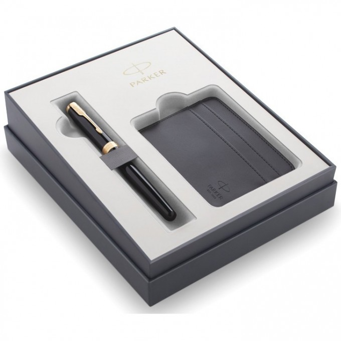 Набор PARKER SONNET GIFT 20 BLACK GT с перьевой ручкой и футляром для карточек 2121991 Набор PARKER SONNET GIFT 20 BLACK GT с перьевой ручкой и футляром для карточек 2121991
