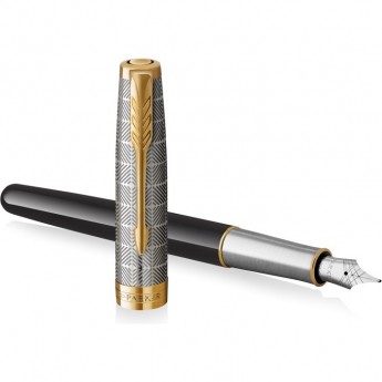 Ручка перьевая PARKER SONNET PREMIUM F537 METAL BLACK GT F золото 18K Ручка перьевая PARKER SONNET PREMIUM F537 METAL BLACK GT F золото 18K